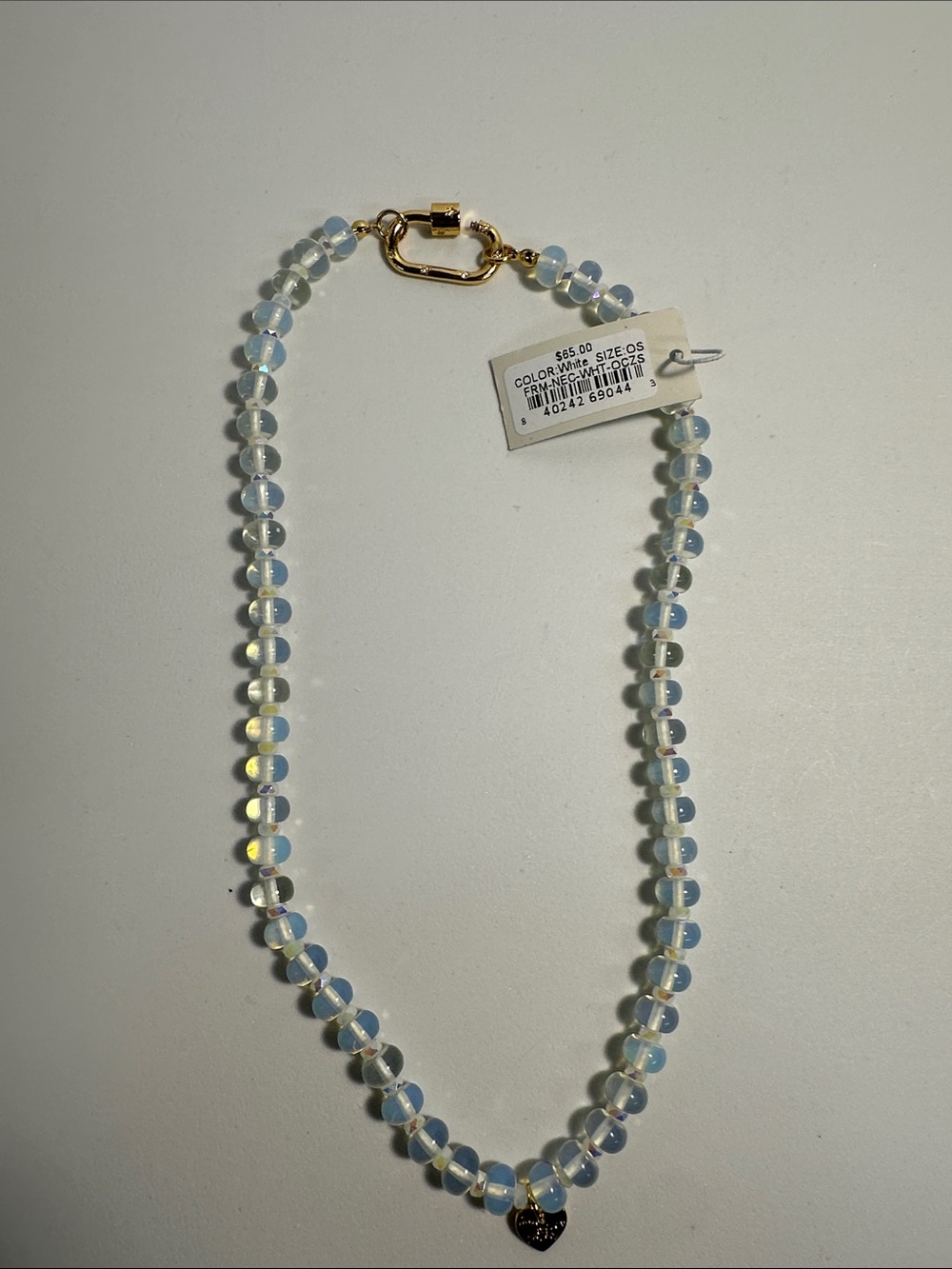 Little Words Project opalescent bead necklace shimmering blue with gold accent - Picture 3 of 7